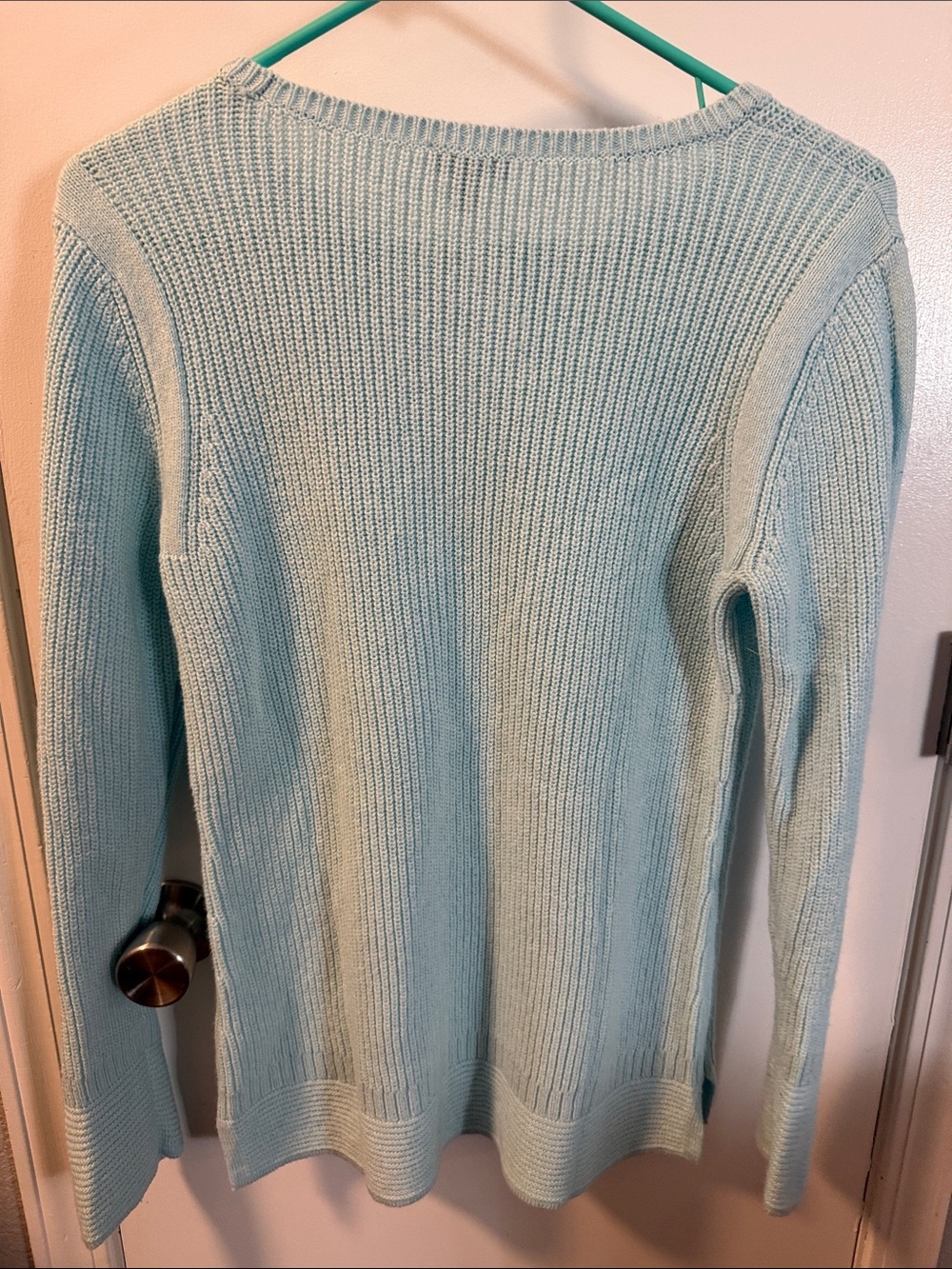 Talbots Light Aqua Ribbed Crewneck Sweater - Picture 5 of 5
